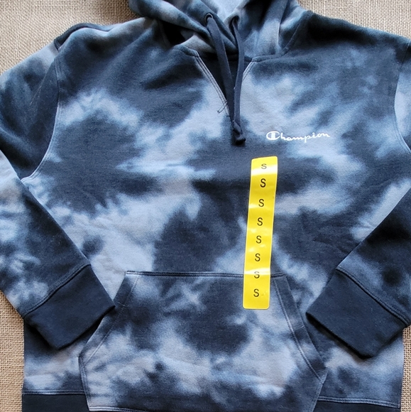 NEW Champion Hoodie Fleece Sweatshirt Tie Dye Size M, Ignore small sizing tag. - Picture 5 of 7
